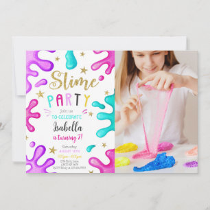 Invitation Fille mignonne Slime Party Anniversaire Photo