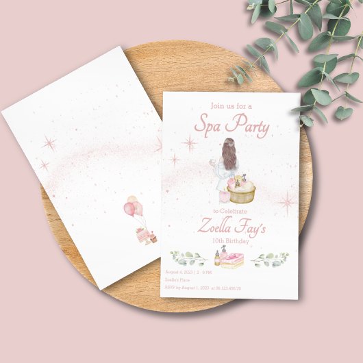 Invitation Fille mignonne Spa Jour Glam fête d'anniversaire