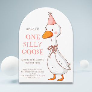 Invitation Fille mignonne une oie idiote Arche de 1er anniver