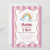 Invitation Fille mignonne violet aquarelle arc-en-ciel bébé a (Devant)