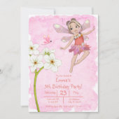 Invitation Fille mignonne Whimsical Rouge rose libellule Anni (Devant)