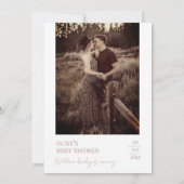 Invitation Fille Minimaliste Rustique Rose Poussié (Dos)