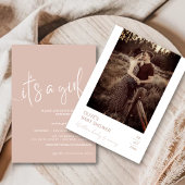 Invitation Fille Minimaliste Rustique Rose Poussié