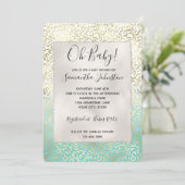 Invitation Fille Mint Aquarelle Ombre Empreinte de léopard Or (Debout devant)