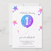 Invitation Fille moderne 1er anniversaire (Devant)