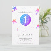 Invitation Fille moderne 1er anniversaire (Debout devant)