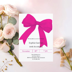 Invitation Fille moderne arc rose chaud