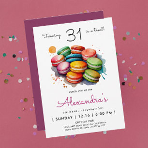 Invitation Fille Moderne Chic Macarons Sucrés Aquarelle Arc-e