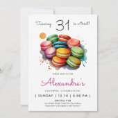 Invitation Fille Moderne Chic Macarons Sucrés Aquarelle Arc-e (Devant)