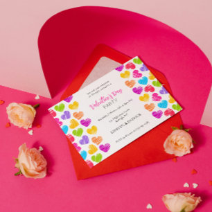 Invitation Fille moderne Coeurs vibrants Saint Valentin