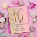 Invitation Fille moderne Parties scintillant rose or Ombre Sw<br><div class="desc">Cette invitation à fêter un sweet sixteen chic et féminin est parfaite pour la journée spéciale de votre jeune fille adolescente. Il est doté d'une parties scintillant en or brillant imitation, "16", au sommet d'une simple parties scintillant en or rose et faux or, à flanc d'un arrière - plan ombragé....</div>