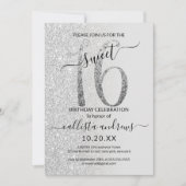 Invitation Fille moderne rose argent Parties scintillant Ombr (Devant)