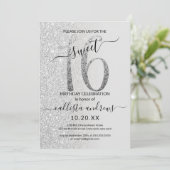 Invitation Fille moderne rose argent Parties scintillant Ombr (Debout devant)