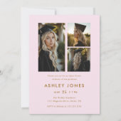 Invitation Fille moderne rose & or 4 Photo Graduation Party (Dos)