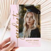 Invitation Fille moderne rose & or 4 Photo Graduation Party