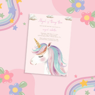 Invitation Fille moderne Unicorn Anniversaire