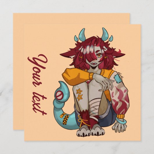 Invitation Fille monstre (Devant / Derrière)