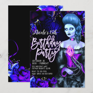 Invitation Fille morte lumineuse Fête d'anniversaire aux rose