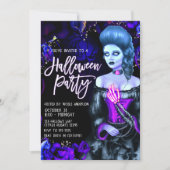 Invitation Fille morte vif violette Rose fête d'Halloween (Devant)