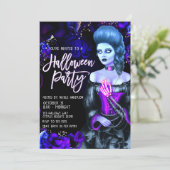 Invitation Fille morte vif violette Rose fête d'Halloween (Debout devant)