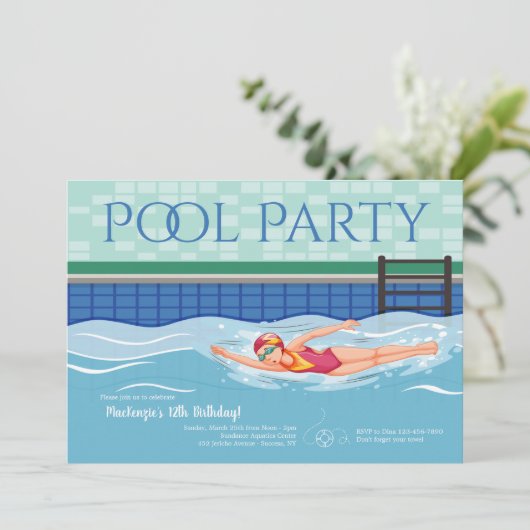 Invitation Fille nageuse (Debout devant)