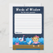 Invitation Fille Nautique Singe rose et les mots de sagesse d (Devant)