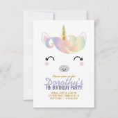 Invitation fille N'IMPORTE QUEL ÂGE arc-en-ciel UNICORN Fête  (Devant)