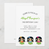 Invitation fille N'IMPORTE QUEL ÂGE hula sweetie ANNIVERSAIRE (Devant / Derrière)