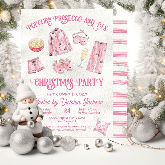 Invitation Fille Noël Pajama Party