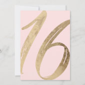 Invitation Fille Noir Blush Rose Or Foil Douce 16 (Dos)