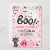 Invitation Fille noire rose Notre Petit Boo Halloween Anniver (Devant)