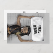 Invitation Fille noire tenant un panneau (Devant / Derrière)