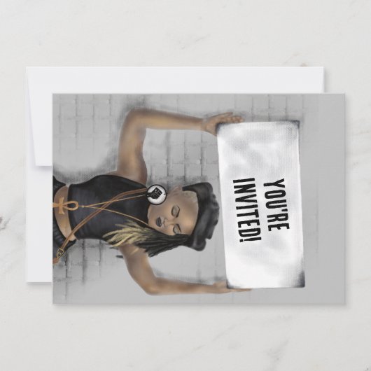 Invitation Fille noire tenant un panneau (Devant)