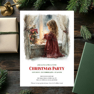 Invitation Fille nostalgique attend le Père Noël numérique No