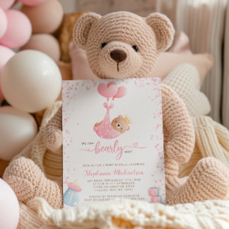 Invitation Fille Nous Pouvons Attendre Baby shower Et Demande