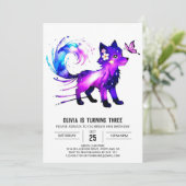 Invitation Fille numérique Wolf Whimsical modifiable Annivers (Debout devant)