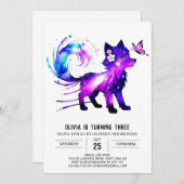 Invitation Fille numérique Wolf Whimsical modifiable Annivers (Devant / Derrière)