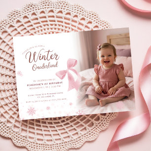 Invitation Fille Onederland Hiver Photo Première Fête d'Anniv