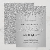 Invitation fille ou femme glitter Sillver (Devant / Derrière)