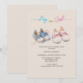 Invitation Fille ou garçon basket Beige Genre Reveval Party (Devant / Derrière)