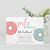 Invitation Fille ou garçon / Bleu ou Pink Donuts Révélation d (Debout devant)