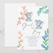 Invitation Fille ou garçon éléphant Genre Reveillez Invitatio (Devant / Derrière)