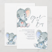 Invitation Fille ou garçon éléphant Genre Reveillez Invitatio (Devant / Derrière)