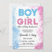 Invitation Fille ou garçon Lights Marquee Révélation de genre (Devant)