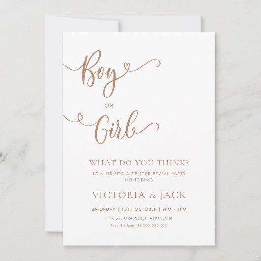 Invitation Fille ou garçon Minimaliste Beige Revevela Party (Devant)