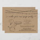 Invitation Fille ou garçon Pizza Making Birthday Party (Devant / Derrière)