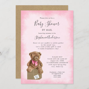 Invitation Fille ours Baby shower par courrier