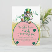 Invitation Fille ours jour de la Saint-Patrick chanceuse d'an (Debout devant)