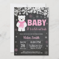 Fille ours polaire hiver Baby Shower Tableau craie