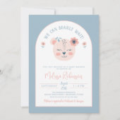 Invitation Fille Ourse Visage Rose Bleu Baby Shower (Devant)